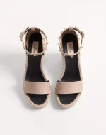 Valentino Double Rockstud Grainy Calfskin Wedge Sandal 105 Mm - Image 5